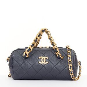 Chanel 2020 Fashion Therapy Black Leather Bowling Bag